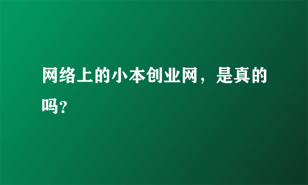 网络上的小本创业网，是真的吗？