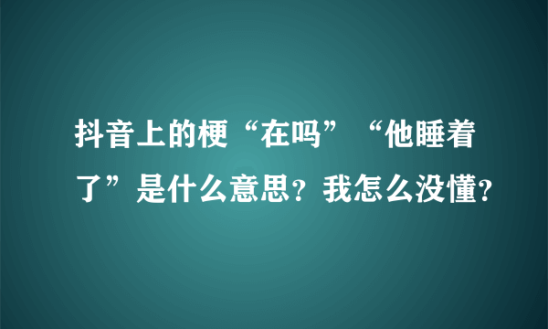 抖音上的梗“在吗”“他睡着了”是什么意思？我怎么没懂？