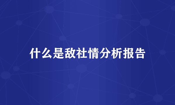 什么是敌社情分析报告