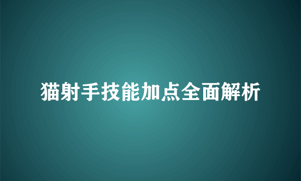 猫射手技能加点全面解析