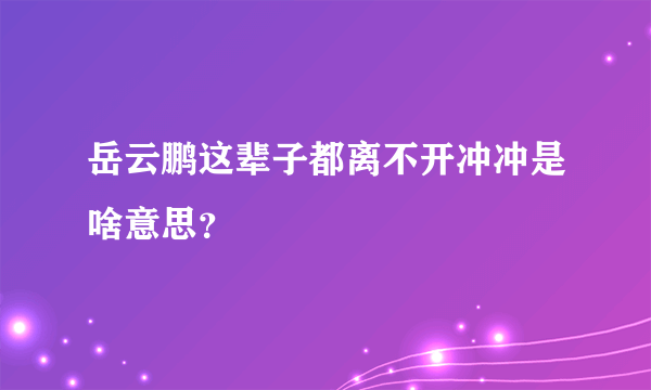 岳云鹏这辈子都离不开冲冲是啥意思？