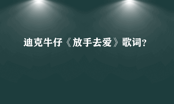 迪克牛仔《放手去爱》歌词？