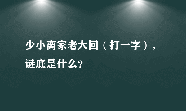 少小离家老大回（打一字），谜底是什么？