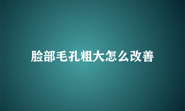 脸部毛孔粗大怎么改善