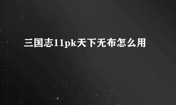 三国志11pk天下无布怎么用