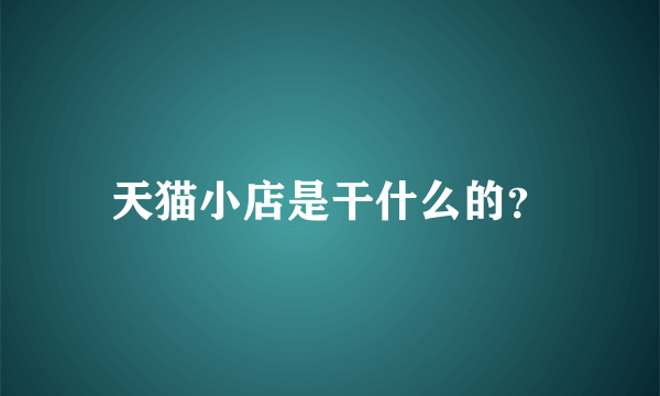 天猫小店是干什么的？