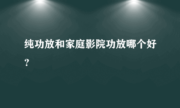 纯功放和家庭影院功放哪个好？