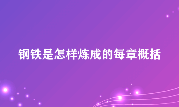 钢铁是怎样炼成的每章概括