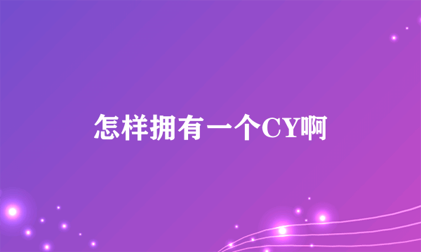 怎样拥有一个CY啊