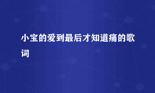 小宝的爱到最后才知道痛的歌词