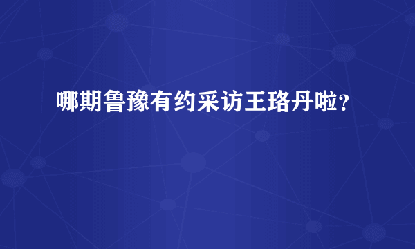 哪期鲁豫有约采访王珞丹啦？