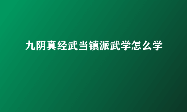 九阴真经武当镇派武学怎么学