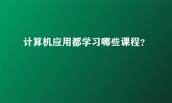 计算机应用都学习哪些课程？