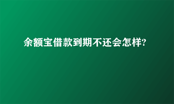 余额宝借款到期不还会怎样?