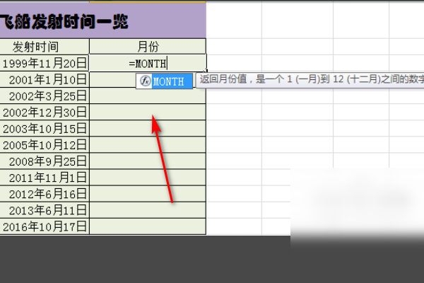 excel里的MONTH函数怎么用？