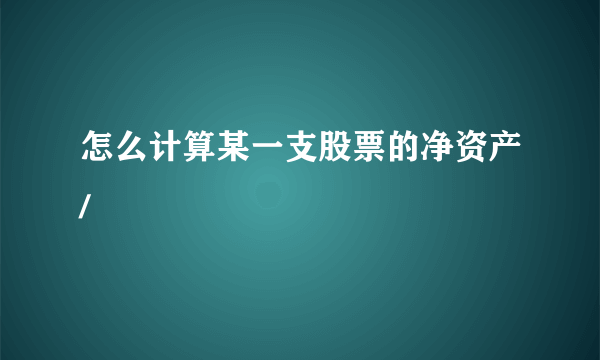 怎么计算某一支股票的净资产/