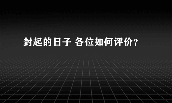 封起的日子 各位如何评价？