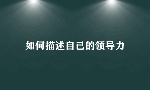 如何描述自己的领导力