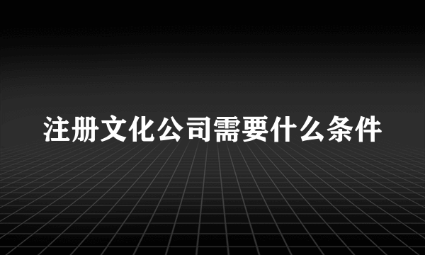 注册文化公司需要什么条件