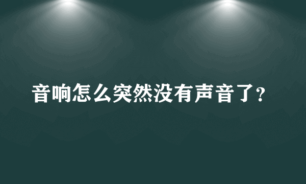 音响怎么突然没有声音了？