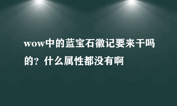 wow中的蓝宝石徽记要来干吗的？什么属性都没有啊