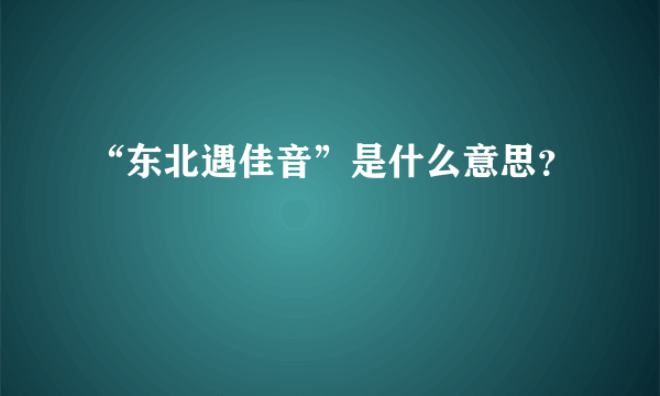 “东北遇佳音”是什么意思？