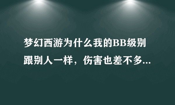 梦幻西游为什么我的BB级别跟别人一样，伤害也差不多，修满的，打出来就是差别人很多，别人打1000+我