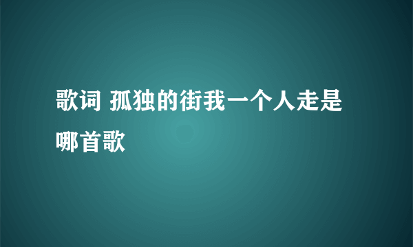 歌词 孤独的街我一个人走是哪首歌