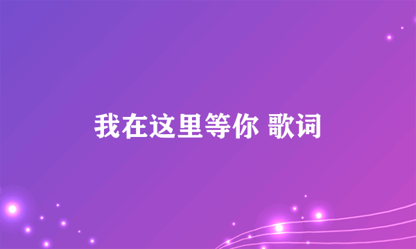 我在这里等你 歌词