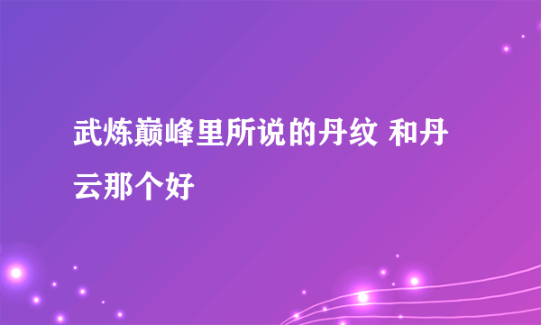 武炼巅峰里所说的丹纹 和丹云那个好