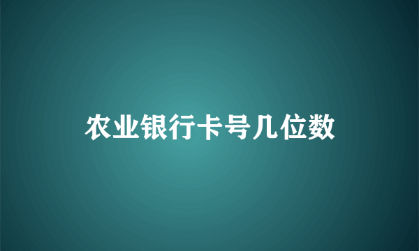 农业银行卡号几位数