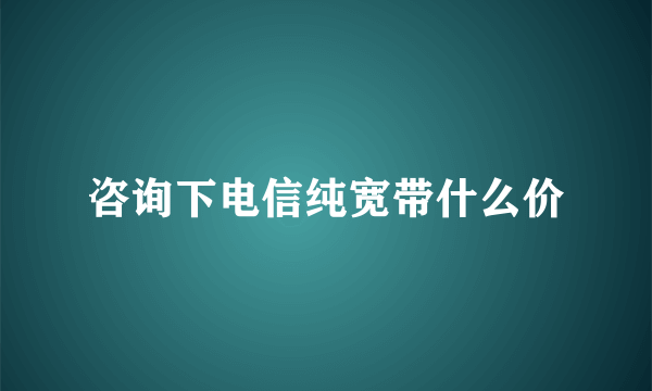 咨询下电信纯宽带什么价