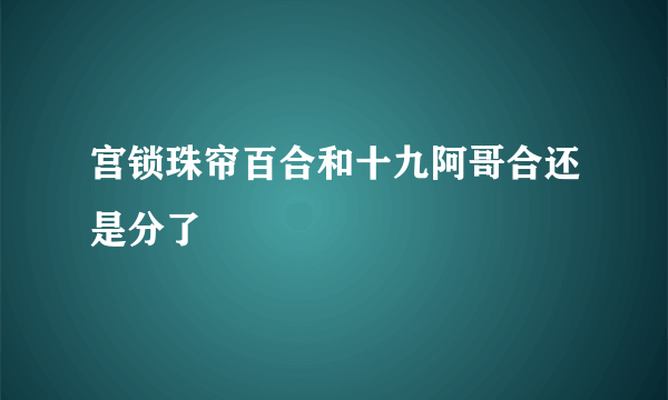 宫锁珠帘百合和十九阿哥合还是分了