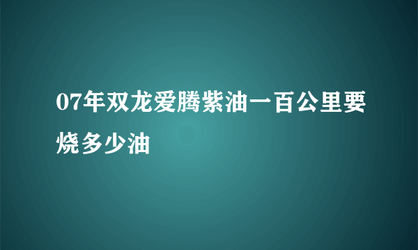 07年双龙爱腾紫油一百公里要烧多少油