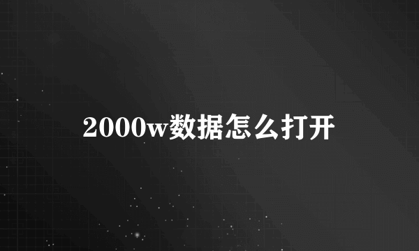 2000w数据怎么打开