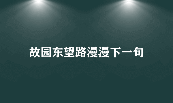 故园东望路漫漫下一句