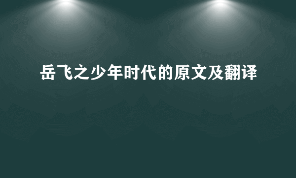 岳飞之少年时代的原文及翻译