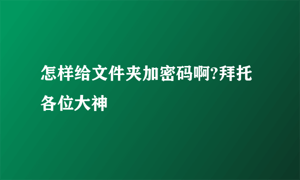 怎样给文件夹加密码啊?拜托各位大神