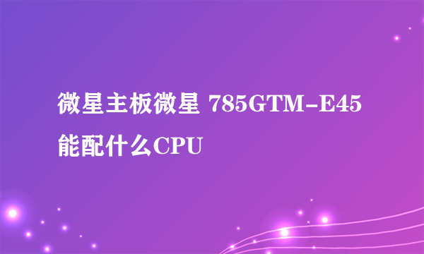 微星主板微星 785GTM-E45 能配什么CPU