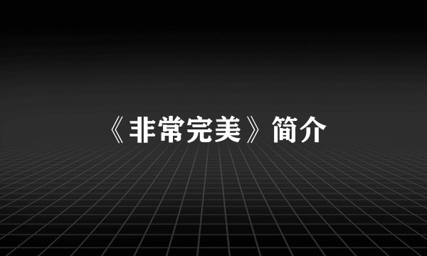 《非常完美》简介