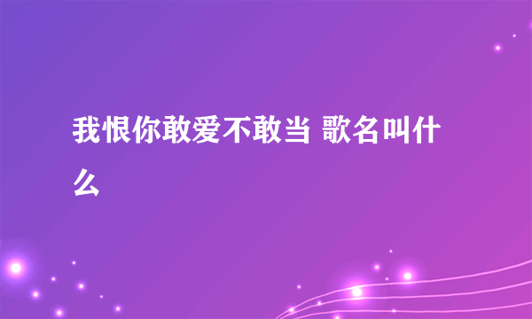 我恨你敢爱不敢当 歌名叫什么