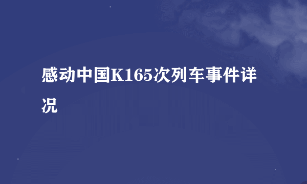 感动中国K165次列车事件详况