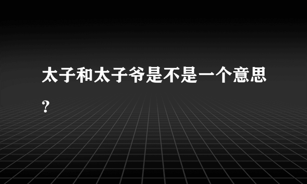 太子和太子爷是不是一个意思？