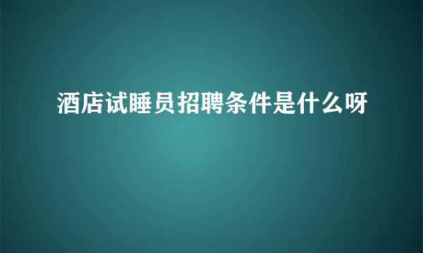 酒店试睡员招聘条件是什么呀