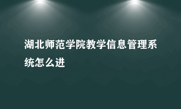 湖北师范学院教学信息管理系统怎么进