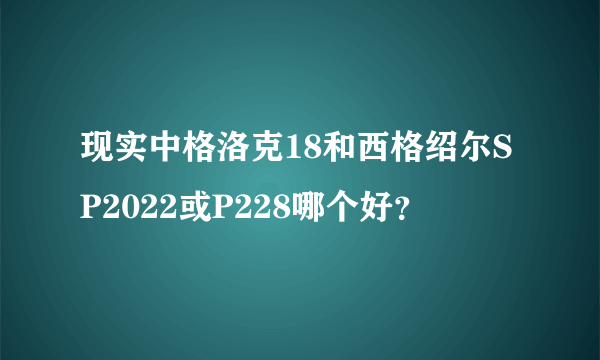 现实中格洛克18和西格绍尔SP2022或P228哪个好？