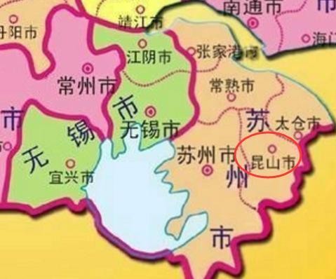 常熟、无锡、常州三个城市的地图分布