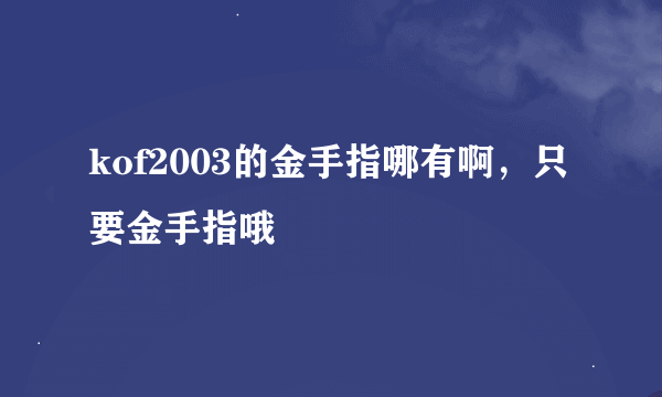 kof2003的金手指哪有啊，只要金手指哦