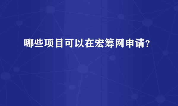 哪些项目可以在宏筹网申请？