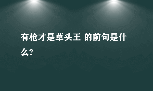 有枪才是草头王 的前句是什么?